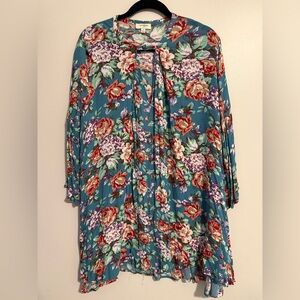 Umgee Floral Dress in Blue and Red
